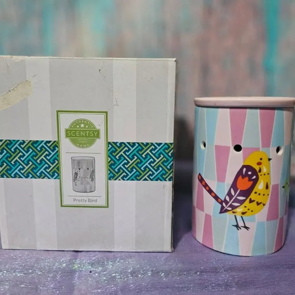 Pretty Bird Scentsy Warmer ~ Artsy Embellished Bird & Patchwork Design ~ NEW in